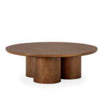 Oak wood coffee table with Art Deco-inspired design and natural finish