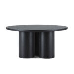 ROMA Black Oak Dining Table - 160x160x76 cm, Art Deco inspired circular table with black oak finish and sculptural three-column base.