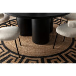 ROMA Black Oak Dining Table - 160x160x76 cm, Art Deco inspired circular table with black oak finish and sculptural three-column base.