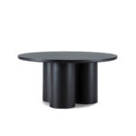 ROMA Black Oak Dining Table - 160x160x76 cm, Art Deco inspired circular table with black oak finish and sculptural three-column base.