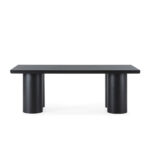 ROMA Rectangular Black Oak Dining Table - 220x110x76 cm, Art Deco inspired rectangular table with black oak finish and sculptural three-column base.