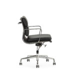 VITA Low Back Black and Chrome Leather Office Chair - Premium quality leather chair with thick padded tubing, chrome aluminium base, and manual adjustable settings.