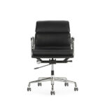 VITA Low Back Black and Chrome Leather Office Chair - Premium quality leather chair with thick padded tubing, chrome aluminium base, and manual adjustable settings.