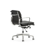 VITA Low Back Black and Chrome Leather Office Chair - Premium quality leather chair with thick padded tubing, chrome aluminium base, and manual adjustable settings.