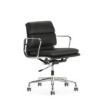 VITA Low Back Black and Chrome Leather Office Chair - Premium quality leather chair with thick padded tubing, chrome aluminium base, and manual adjustable settings.