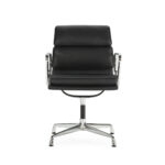 VITA Low Back Black and Chrome Leather Office Chair - Premium quality leather chair with thick padded tubing, chrome aluminium base without castors, and manual adjustable settings.