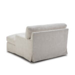 Cream snuggle chair with extended seating area, luxurious cream upholstery, dimensions 122x155x93cm