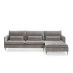 TELLA Grey 3-Seat Corner Sofa with premium grey mix upholstery, comfortable cushions, and stylish rectangle cushions. Available in right-hand or left-hand configurations, ideal for modern living rooms.