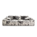 Blue VIP 4-seater sofa upholstered in multicoloured shades of grey, black, white, beige, and cream, featuring a premium pine wood structure and exceptional comfort, dimensions 270x130x72cm.