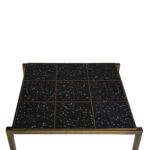 HENRY Iron and Terrazzo Tile Coffee Table with antique gold iron frame and black terrazzo tile tabletop, ideal for modern interiors.