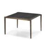 HENRY Iron and Terrazzo Tile Coffee Table with antique gold iron frame and black terrazzo tile tabletop, ideal for modern interiors.