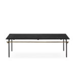 Black and gold coffee table with natural black marble surface, dimensions 122x61x37cm