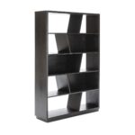 HUGO Upright Black Bookcase with ten compartments, featuring three black back sections, in a contemporary, tall design.