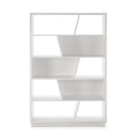 HUGO Upright White Bookcase with ten compartments, featuring three white back sections, in a contemporary, tall design.