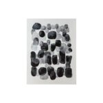 Abstract black and grey acrylic painting on canvas, featuring rectangle bubble/cobblestone shapes, 90x5x120cm dimensions