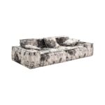 Blue VIP 4-seater sofa upholstered in multicoloured shades of grey, black, white, beige, and cream, featuring a premium pine wood structure and exceptional comfort, dimensions 270x130x72cm.