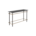 THORNCLIFFE Black and gold console table with natural black marble surface, dimensions 122x39x75cm