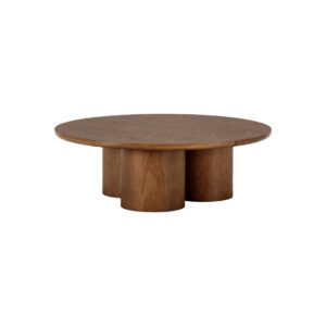 Oak wood coffee table with Art Deco-inspired design and natural finish
