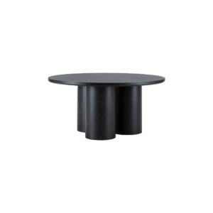 ROMA Black Oak Dining Table - 160x160x76 cm, Art Deco inspired circular table with black oak finish and sculptural three-column base.
