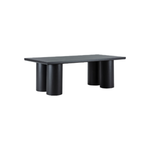 ROMA Rectangular Black Oak Dining Table - 220x110x76 cm, Art Deco inspired rectangular table with black oak finish and sculptural three-column base.
