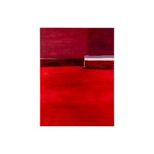 Maroon, Red & White Abstract Acrylic Painting - Large contemporary art piece featuring square geometrical shapes in shades of red, white, and maroon. Measurements: 90x5x120 cm.