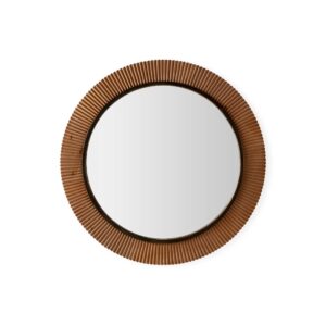 ADELA Mix Wood Sunburst Mirror - Luxury mirror crafted from spruce wood and birch wood with golden accents. Dimensions: 108x4x108 cm.
