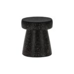 NORA Black Fibrestone Stool - Contemporary half hourglass design with red, white, and grey specs. Dimensions: 40x40x46 cm.