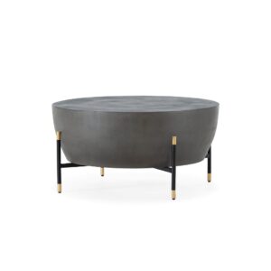 HARROD Coffee Table - Grey and golden tones, wood and metal construction. Dimensions: 87x87x42 cm.