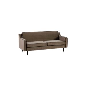 CLEO Brown 3-Seat Sofa - Luxurious brown upholstery with dark tubing. Dimensions: 201x91x88 cm.
