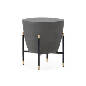 HARROD Black and Gold Side Table - Elegant black and gold cross stand, anthracite grey column. Dimensions: 52x52x55 cm.