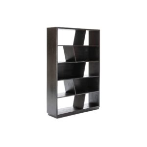 HUGO Upright Black Bookcase with ten compartments, featuring three black back sections, in a contemporary, tall design.