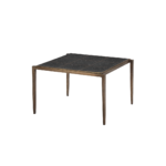 WHITMORE Iron and Terrazzo Tile Coffee Table with antique gold iron frame and black terrazzo tile table top, ideal for modern interiors.