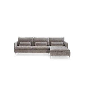 TELLA Grey 3-Seat Corner Sofa with premium grey mix upholstery, comfortable cushions, and stylish rectangle cushions. Available in right-hand or left-hand configurations, ideal for modern living rooms.