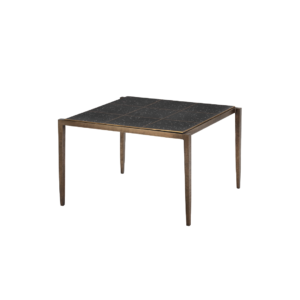 HENRY Iron and Terrazzo Tile Coffee Table with antique gold iron frame and black terrazzo tile table top, ideal for modern interiors.