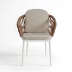 VIOLET White Aluminium and Rope Outdoor Dining Chair, Outdoor Dining Armchair, Aluminium and Rope Chair