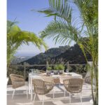 VIOLET White Aluminium and Rope Outdoor Dining Chair, Outdoor Dining Armchair, Aluminium and Rope Chair