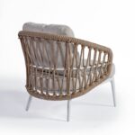 VIOLET White Aluminium Armchair and Natural Rope, Outdoor Armchair, Aluminium and Rope Chair