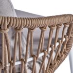 VIOLET White Aluminium Armchair and Natural Rope, Outdoor Armchair, Aluminium and Rope Chair