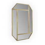 REGA octagonal gold-framed mirror with geometric divisions, showcasing mid-century modern design.