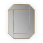 REGA octagonal gold-framed mirror with geometric divisions, showcasing mid-century modern design.