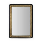 GABRIEL Metallic Gold Wall Mirror with deep forged metal, tapered sides, antiqued gold inside, and distressed black outside, ideal for home or office décor.