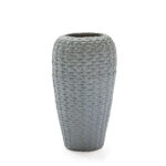 VOGUE XL Ceramic Floor Vase with a unique textured surface in a grey glaze finish, ideal for spacious interiors and gardens.