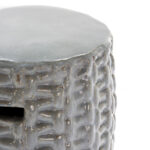 VOGUE Ceramic Stool with a unique textured surface in a grey glaze finish, ideal as a stool, side table, or decorative piece for indoor and outdoor use.