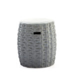 VOGUE Ceramic Stool with a unique textured surface in a grey glaze finish, ideal as a stool, side table, or decorative piece for indoor and outdoor use. Luxury furniture at Louis & Henry