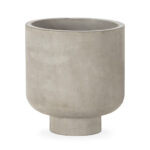 Large natural cement planter with a cylindrical design. Shop luxury planters at Louis & Henry