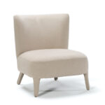 VIESTE Beige Armless Chair with soft, durable upholstery, thick padding, and matching upholstered legs, measuring 76x79x86 cm.