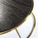 CHIARA Dark Brown And Gold Coffee Table with square wooden top and gold metal frame