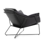 HERA Black and Grey Armchair with fabric cushions, faux leather shell, and sleek metal frame