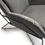 HERA Black and Grey Armchair with fabric cushions, faux leather shell, and sleek metal frame