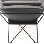 HERA Black and Grey Armchair with fabric cushions, faux leather shell, and sleek metal frame